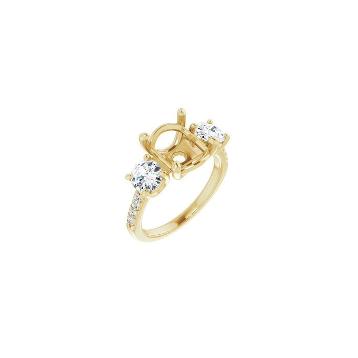 14K Yellow Gold 10 mm Round 1 1/8 CTW Lab-Grown Diamond Semi-Set Engagement Ring