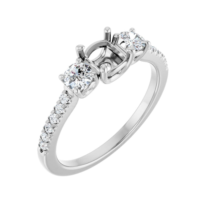 14K White Gold 5x5 mm Cushion 3/8 CTW Lab-Grown Diamond Semi-Set Engagement Ring