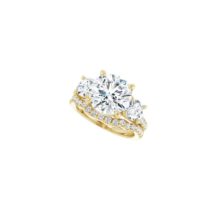 14K Yellow Gold 10 mm Round 1 1/8 CTW Lab-Grown Diamond Semi-Set Engagement Ring