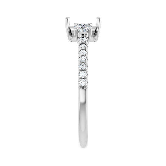 Platinum 6x4 mm Emerald 1/3 CTW Lab-Grown Diamond Semi-Set Engagement Ring