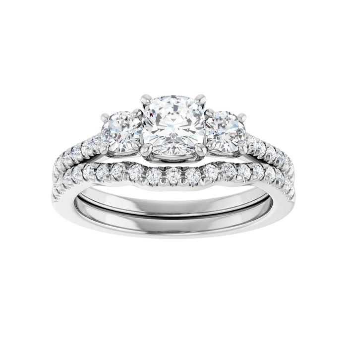 14K White Gold 5x5 mm Cushion 3/8 CTW Lab-Grown Diamond Semi-Set Engagement Ring