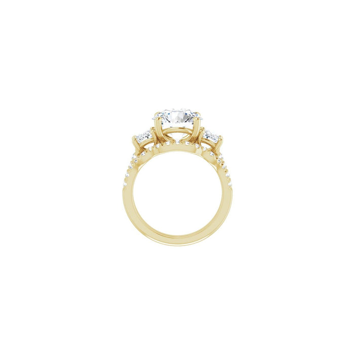 14K Yellow Gold 10 mm Round 1 1/8 CTW Lab-Grown Diamond Semi-Set Engagement Ring