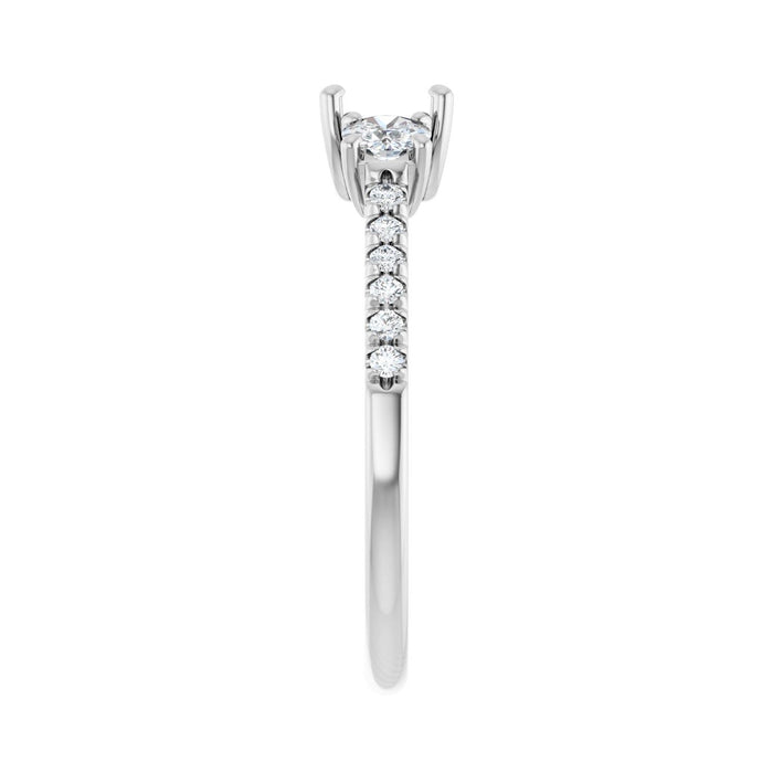 14K White Gold 5x5 mm Cushion 3/8 CTW Lab-Grown Diamond Semi-Set Engagement Ring