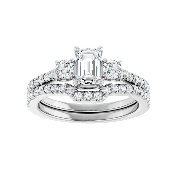 Platinum 6x4 mm Emerald 1/3 CTW Lab-Grown Diamond Semi-Set Engagement Ring