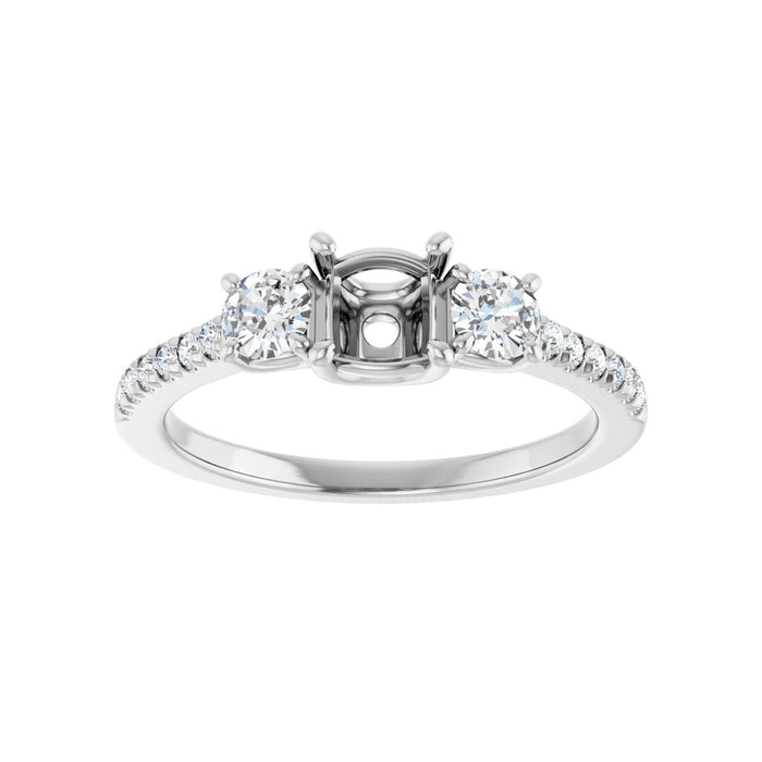 14K White Gold 5x5 mm Cushion 3/8 CTW Lab-Grown Diamond Semi-Set Engagement Ring