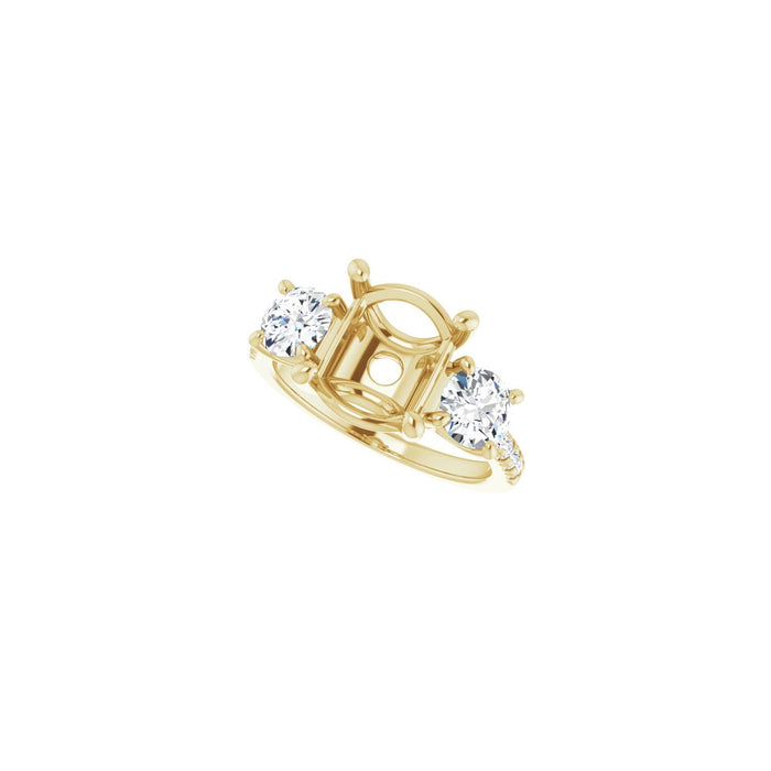 14K Yellow Gold 10 mm Round 1 1/8 CTW Lab-Grown Diamond Semi-Set Engagement Ring