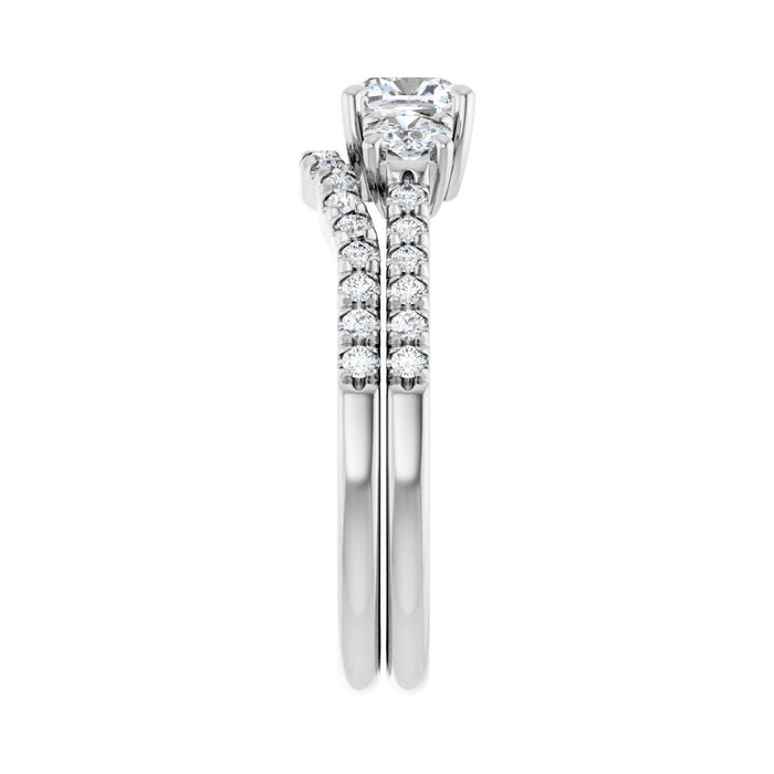 14K White Gold 5x5 mm Cushion 3/8 CTW Lab-Grown Diamond Semi-Set Engagement Ring