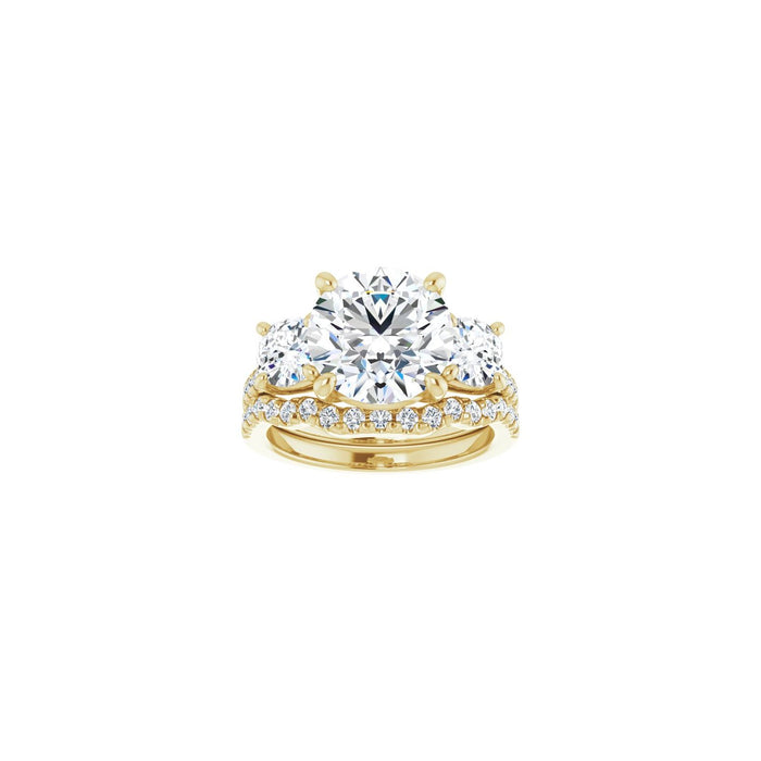 14K Yellow Gold 10 mm Round 1 1/8 CTW Lab-Grown Diamond Semi-Set Engagement Ring