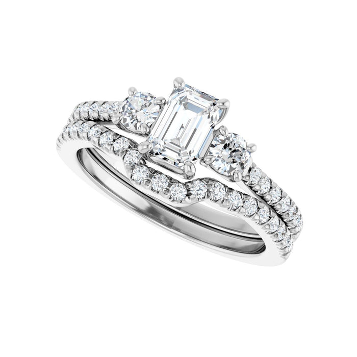 Platinum 6x4 mm Emerald 1/3 CTW Lab-Grown Diamond Semi-Set Engagement Ring