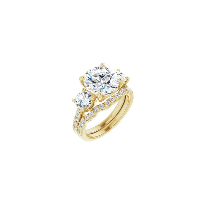 14K Yellow Gold 10 mm Round 1 1/8 CTW Lab-Grown Diamond Semi-Set Engagement Ring