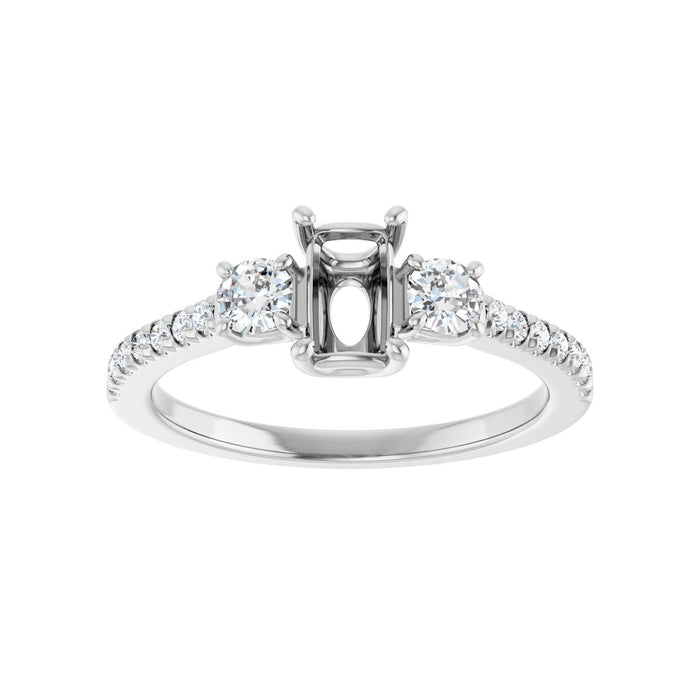 Platinum 6x4 mm Emerald 1/3 CTW Lab-Grown Diamond Semi-Set Engagement Ring