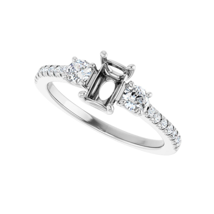 Platinum 6x4 mm Emerald 1/3 CTW Lab-Grown Diamond Semi-Set Engagement Ring