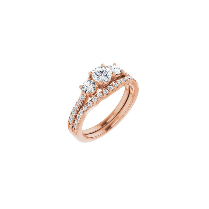 14K Rose Gold 4.8 mm Round 3/8 CTW Lab-Grown Diamond Semi-Set Engagement Ring