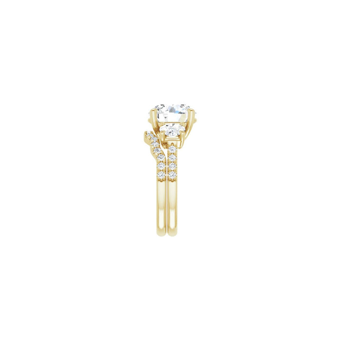 14K Yellow Gold 10 mm Round 1 1/8 CTW Lab-Grown Diamond Semi-Set Engagement Ring
