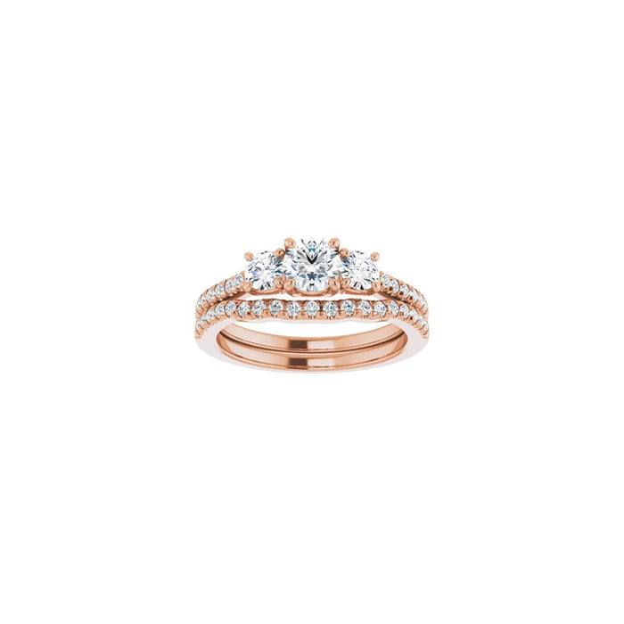 14K Rose Gold 4.8 mm Round 3/8 CTW Lab-Grown Diamond Semi-Set Engagement Ring