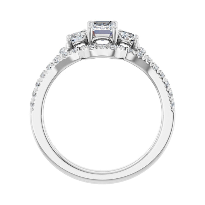 Platinum 6x4 mm Emerald 1/3 CTW Lab-Grown Diamond Semi-Set Engagement Ring