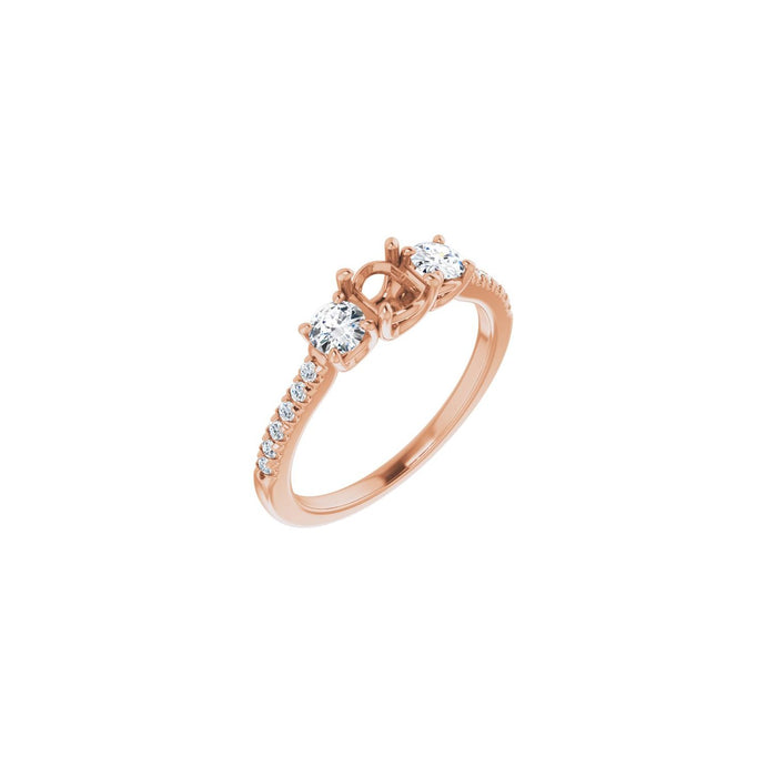 14K Rose Gold 4.8 mm Round 3/8 CTW Lab-Grown Diamond Semi-Set Engagement Ring
