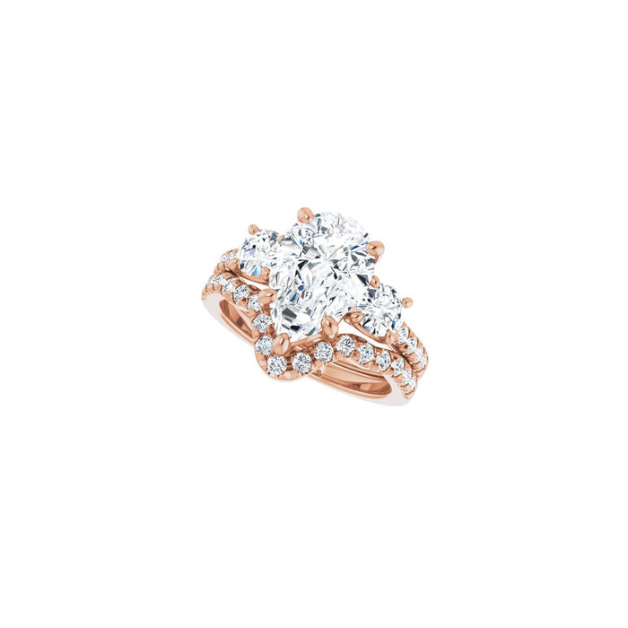 14K Rose Gold 12x8 mm Pear 3/4 CTW Lab-Grown Diamond Semi-Set Engagement Ring