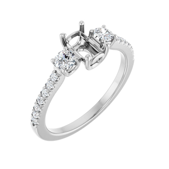 Platinum 6x4 mm Emerald 1/3 CTW Lab-Grown Diamond Semi-Set Engagement Ring