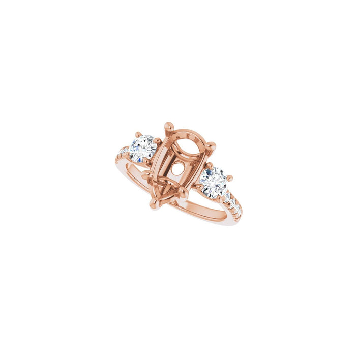 14K Rose Gold 12x8 mm Pear 3/4 CTW Lab-Grown Diamond Semi-Set Engagement Ring