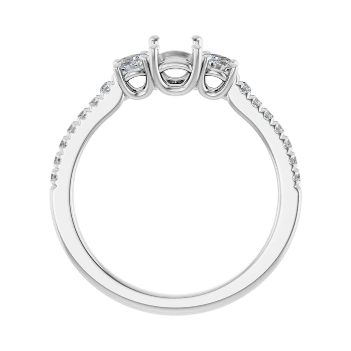 Platinum 6x4 mm Emerald 1/3 CTW Lab-Grown Diamond Semi-Set Engagement Ring