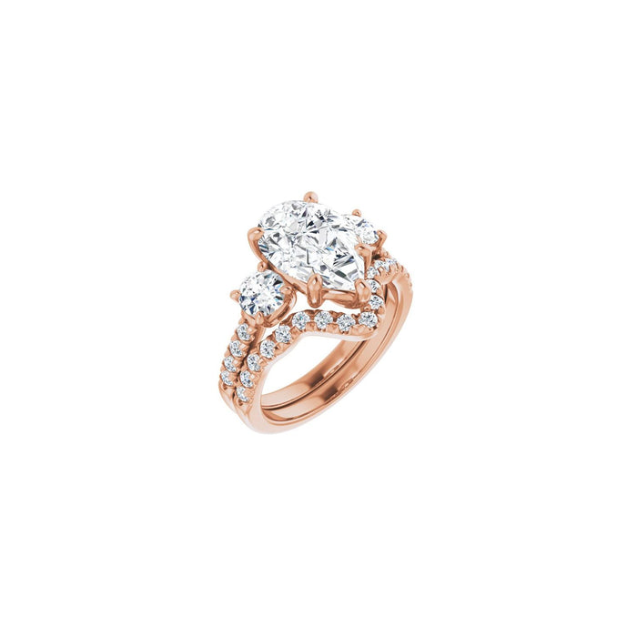 14K Rose Gold 12x8 mm Pear 3/4 CTW Lab-Grown Diamond Semi-Set Engagement Ring