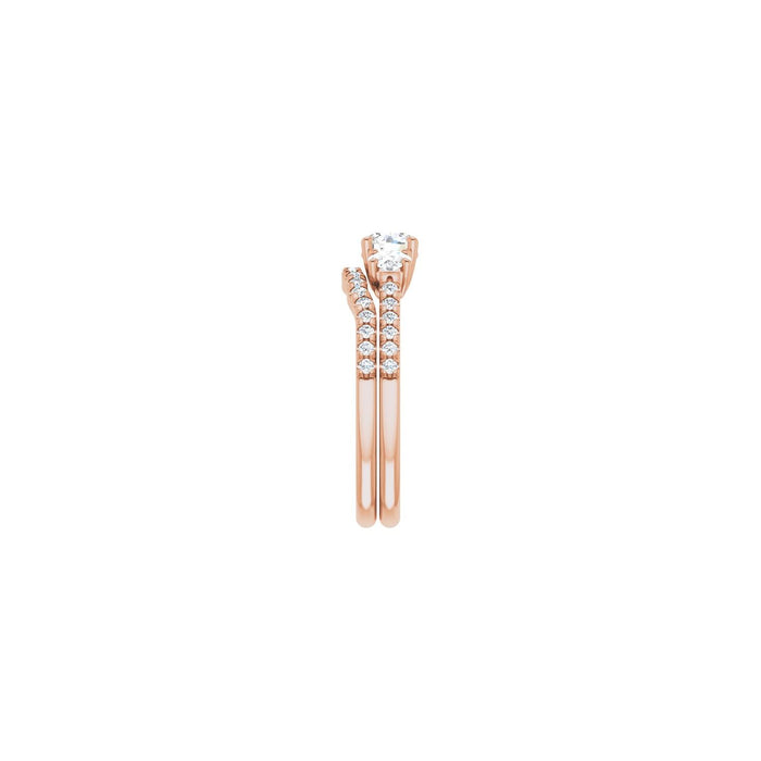 14K Rose Gold 4.8 mm Round 3/8 CTW Lab-Grown Diamond Semi-Set Engagement Ring