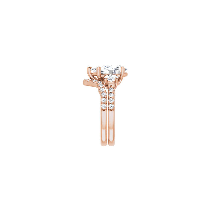 14K Rose Gold 12x8 mm Pear 3/4 CTW Lab-Grown Diamond Semi-Set Engagement Ring