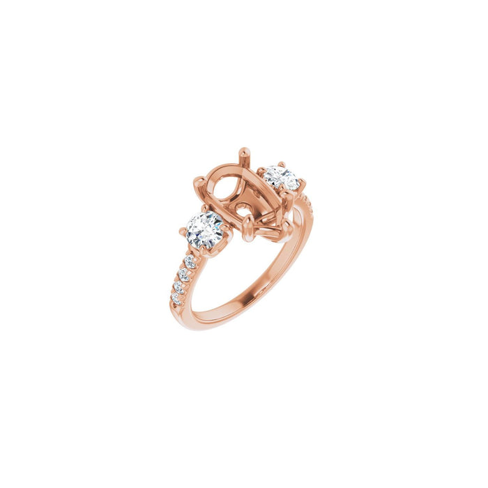 14K Rose Gold 12x8 mm Pear 3/4 CTW Lab-Grown Diamond Semi-Set Engagement Ring