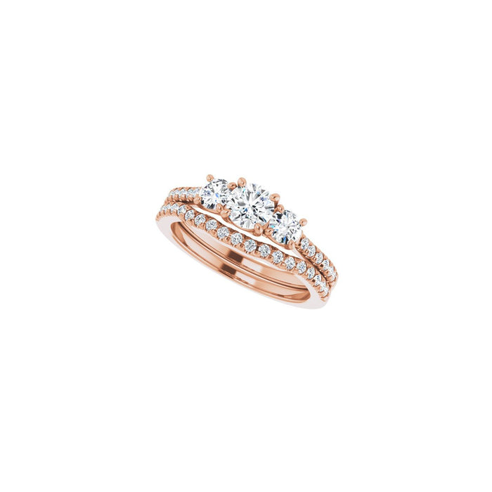 14K Rose Gold 4.8 mm Round 3/8 CTW Lab-Grown Diamond Semi-Set Engagement Ring