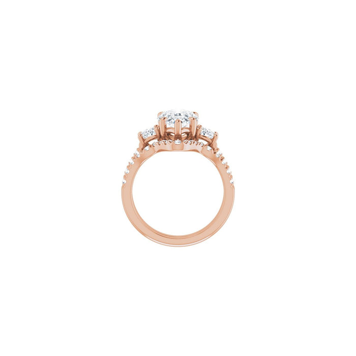 14K Rose Gold 12x8 mm Pear 3/4 CTW Lab-Grown Diamond Semi-Set Engagement Ring