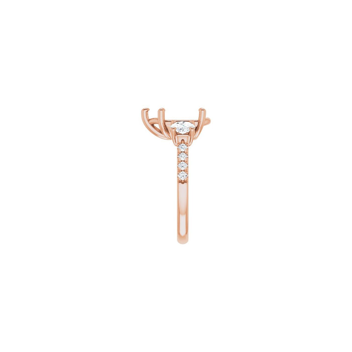 14K Rose Gold 12x8 mm Pear 3/4 CTW Lab-Grown Diamond Semi-Set Engagement Ring