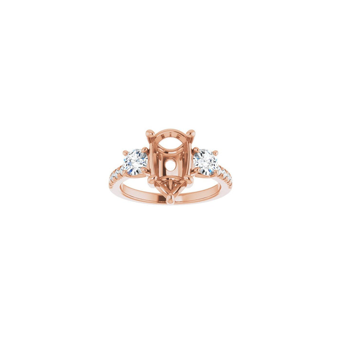 14K Rose Gold 12x8 mm Pear 3/4 CTW Lab-Grown Diamond Semi-Set Engagement Ring