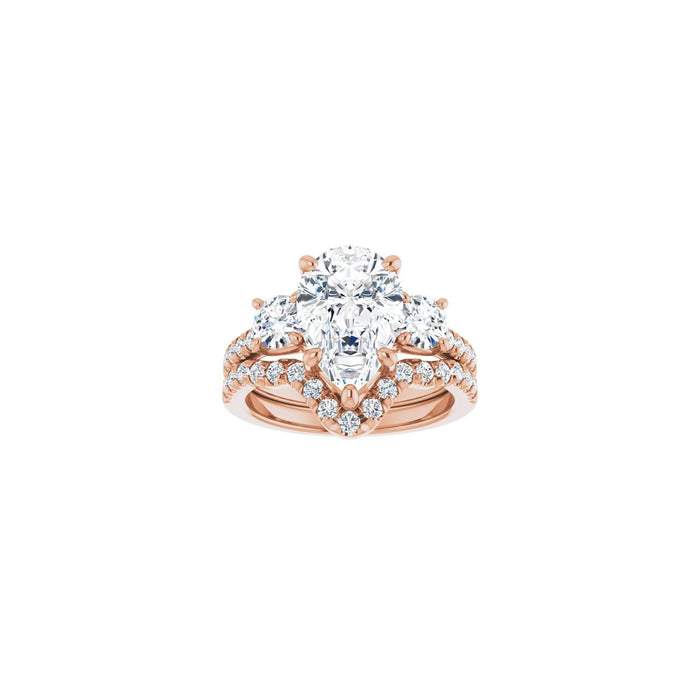 14K Rose Gold 12x8 mm Pear 3/4 CTW Lab-Grown Diamond Semi-Set Engagement Ring