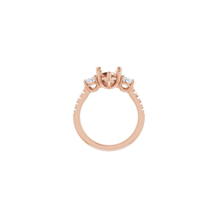 14K Rose Gold 12x8 mm Pear 3/4 CTW Lab-Grown Diamond Semi-Set Engagement Ring