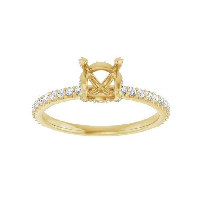 14K Yellow Gold 5x5 mm Asscher 1/4 CTW Lab Grown Diamond Semi Set Engagement Ring