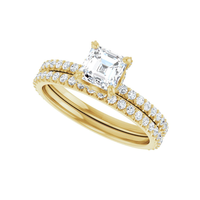 14K Yellow Gold 5x5 mm Asscher 1/4 CTW Lab Grown Diamond Semi Set Engagement Ring
