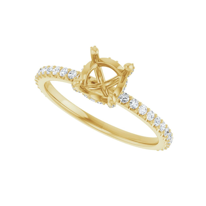 14K Yellow Gold 5x5 mm Asscher 1/4 CTW Lab Grown Diamond Semi Set Engagement Ring