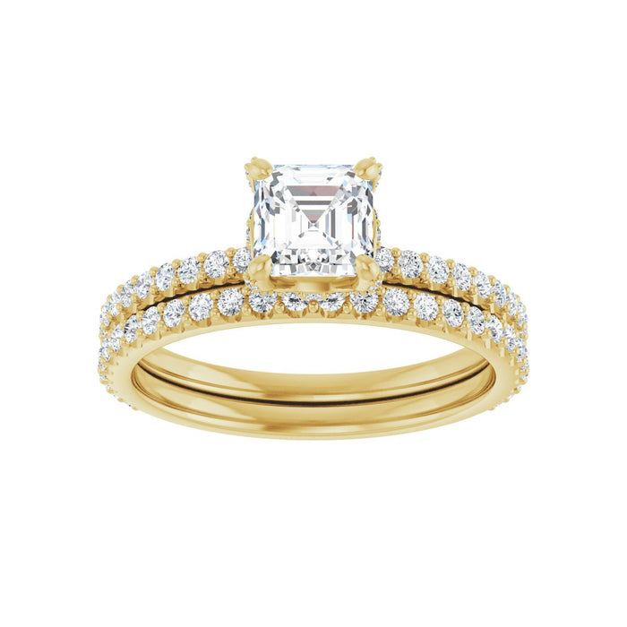 14K Yellow Gold 5x5 mm Asscher 1/4 CTW Lab Grown Diamond Semi Set Engagement Ring