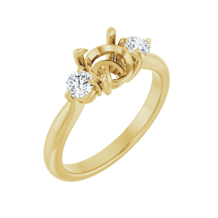 14K Yellow Gold 6.5 mm Round 1/3 CTW Lab-Grown Diamond Semi-Set Engagement Ring