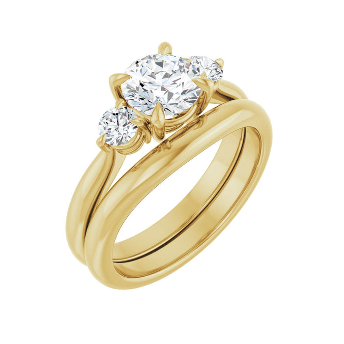 14K Yellow Gold 6.5 mm Round 1/3 CTW Lab-Grown Diamond Semi-Set Engagement Ring