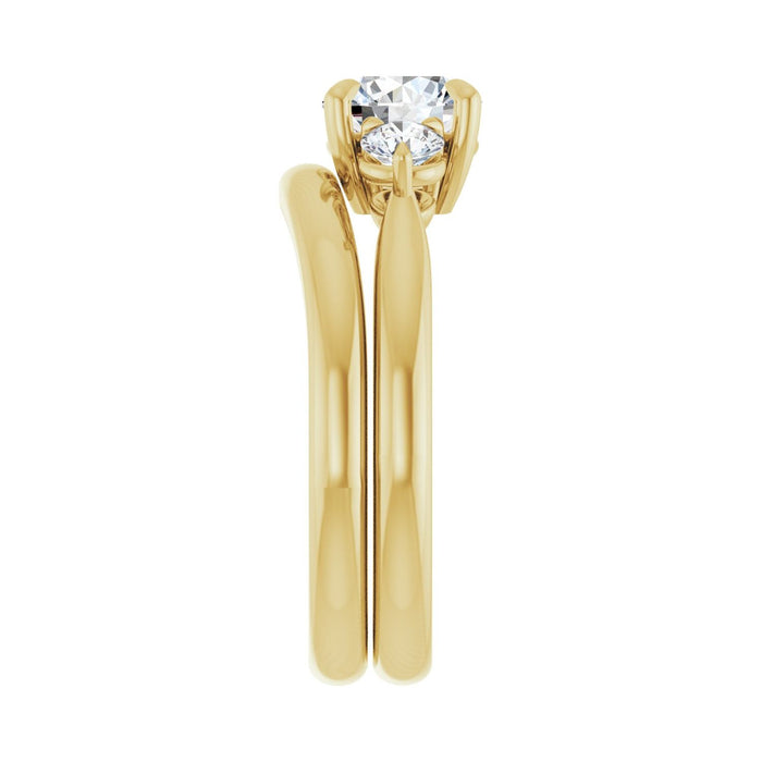 14K Yellow Gold 6.5 mm Round 1/3 CTW Lab-Grown Diamond Semi-Set Engagement Ring