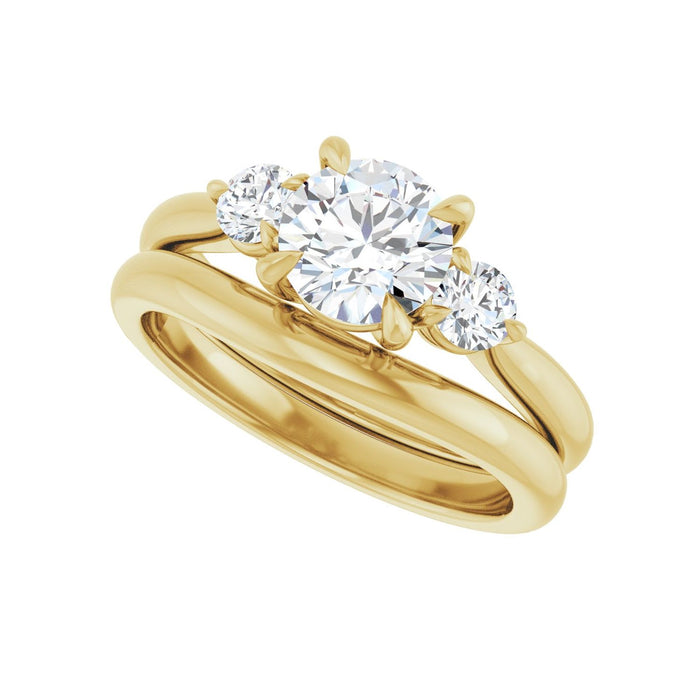 14K Yellow Gold 6.5 mm Round 1/3 CTW Lab-Grown Diamond Semi-Set Engagement Ring