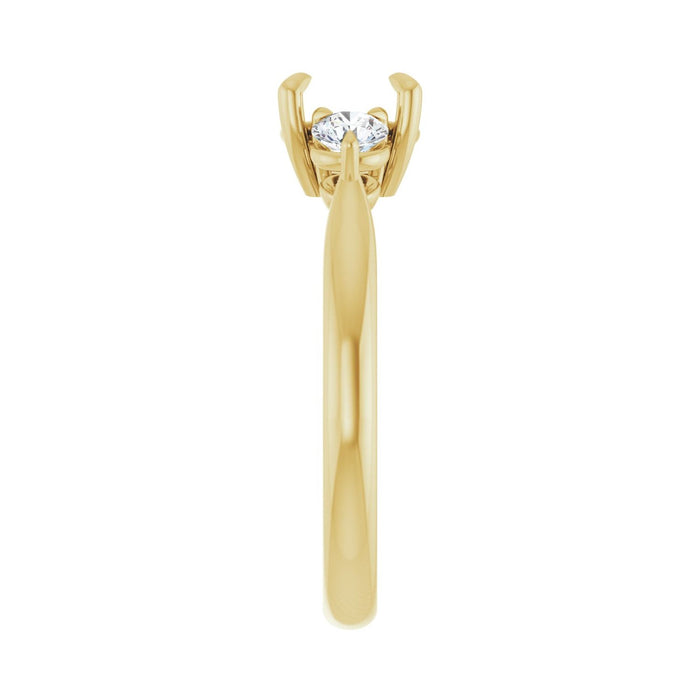 14K Yellow Gold 6.5 mm Round 1/3 CTW Lab-Grown Diamond Semi-Set Engagement Ring