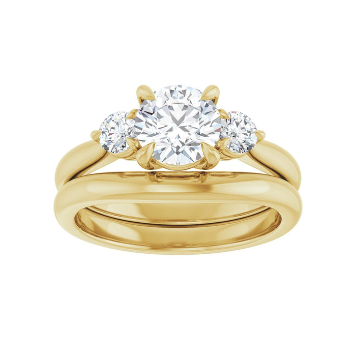 14K Yellow Gold 6.5 mm Round 1/3 CTW Lab-Grown Diamond Semi-Set Engagement Ring