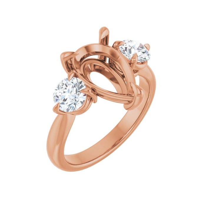 14K Rose Gold 12x8 mm Pear 1 CTW Lab-Grown Diamond Semi-Set Engagement Ring