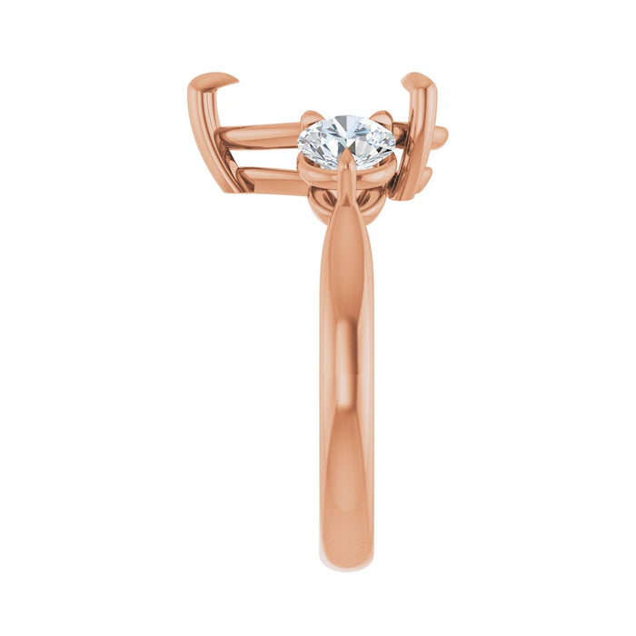 14K Rose Gold 12x8 mm Pear 1 CTW Lab-Grown Diamond Semi-Set Engagement Ring