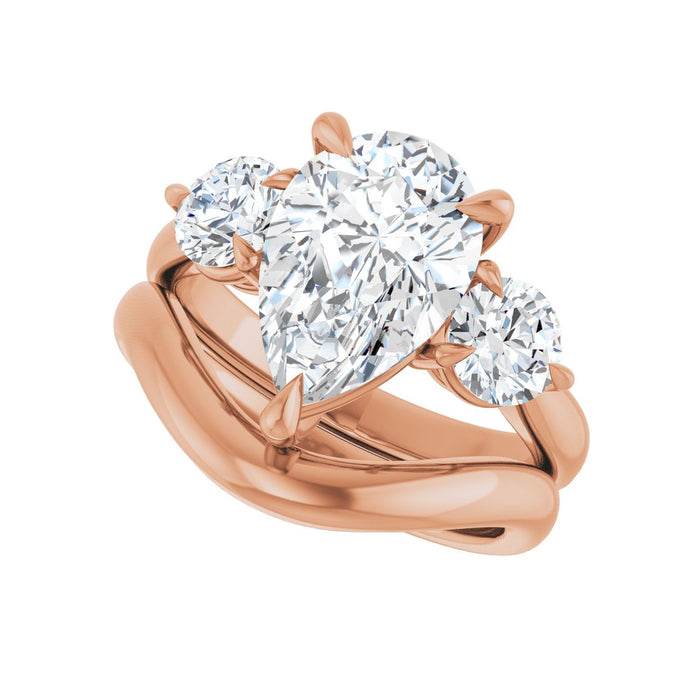 14K Rose Gold 12x8 mm Pear 1 CTW Lab-Grown Diamond Semi-Set Engagement Ring