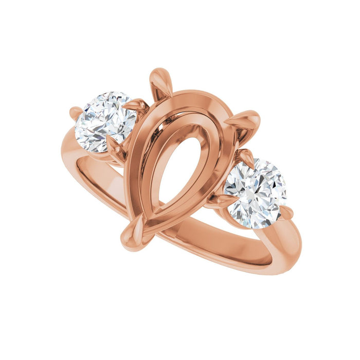 14K Rose Gold 12x8 mm Pear 1 CTW Lab-Grown Diamond Semi-Set Engagement Ring