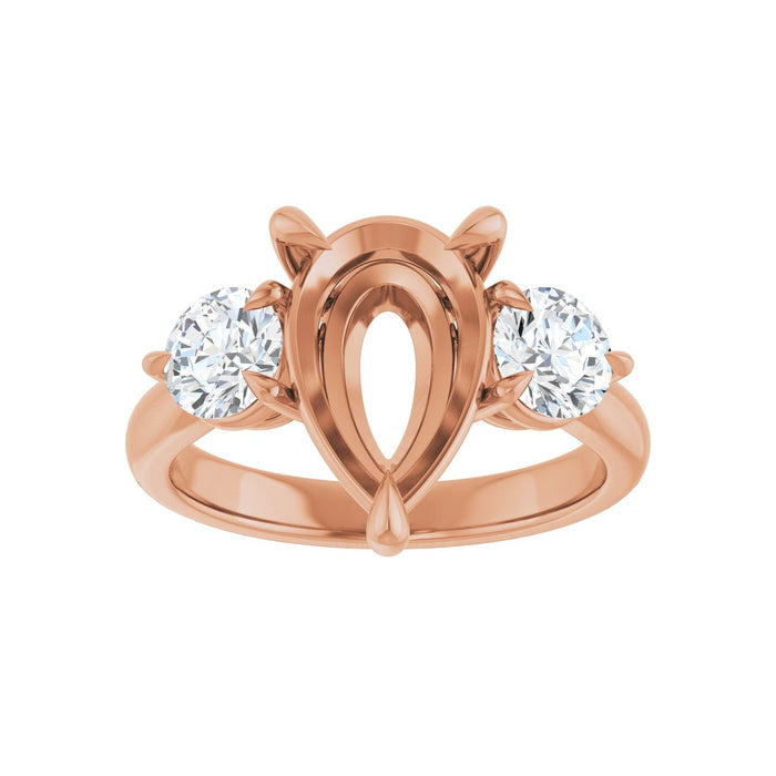 14K Rose Gold 12x8 mm Pear 1 CTW Lab-Grown Diamond Semi-Set Engagement Ring